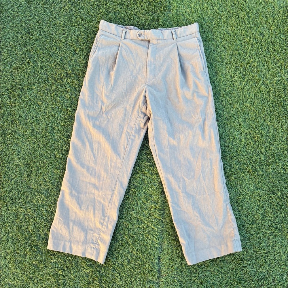 COSANI Men's Tan 100% Wool Pleated Dress Pants Size 32x26 Tailor Fit Work Wear
